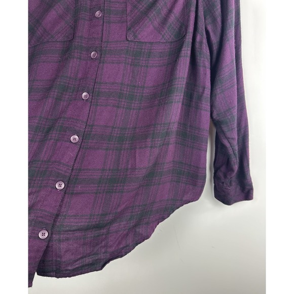 Torrid Purple Black Plaid Button Front Shirt Lattice Shoulder Top Plus Size 1 1X - Picture 7 of 9